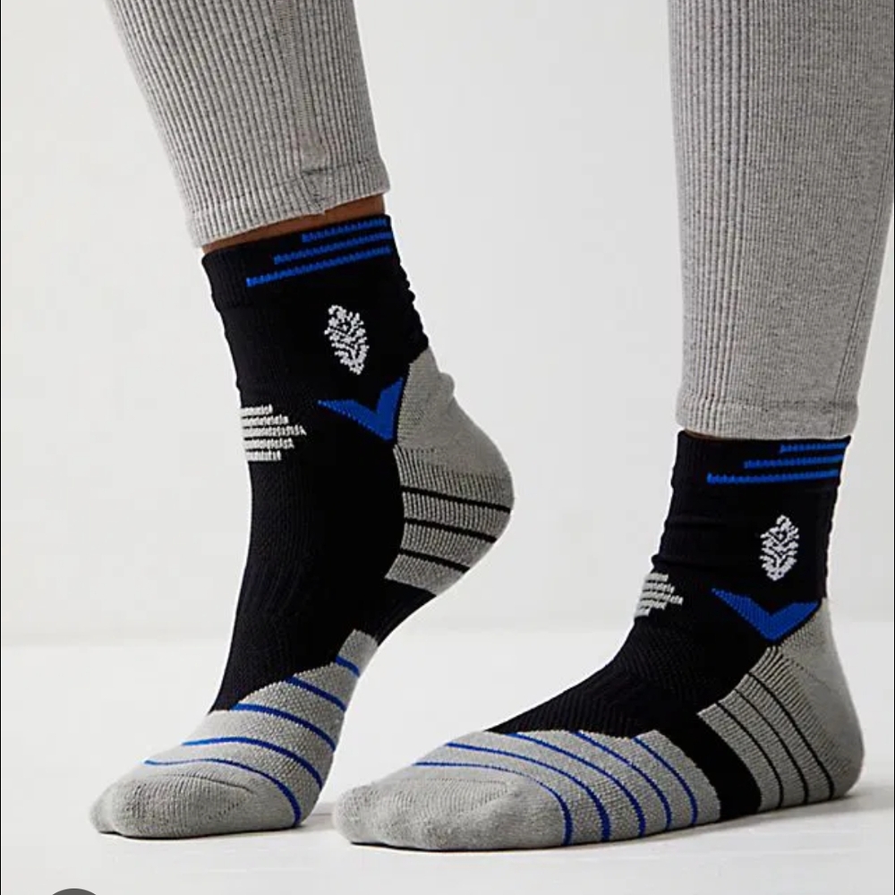 Free People Black and Gray Athletic Socks with Cushioned Soles